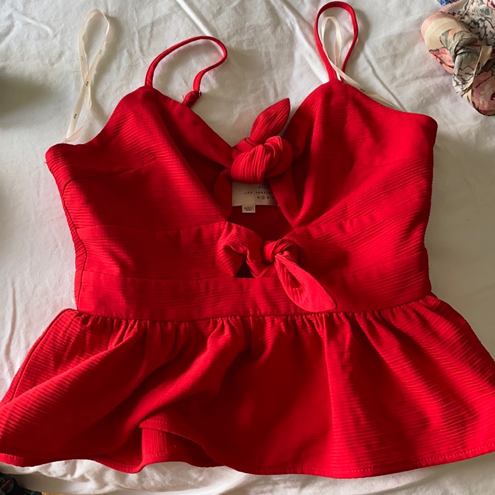 JOA Red peplum Top